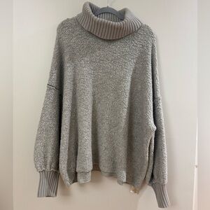 Free People Milo Pullover Turtleneck Sweater Grey
